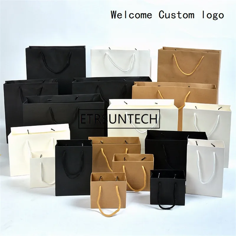 200Pcs/Lot Black/Brwon/White Kraft Paper Bag With Handle Wedding Party Favor Paper Gift Bags Welcome Custom Logo
200Pcs/Lot Black/Brwon/White Kraft Paper Bag With Handle Wedding Party Favor Paper Gift Bags Welcome Custom Logo