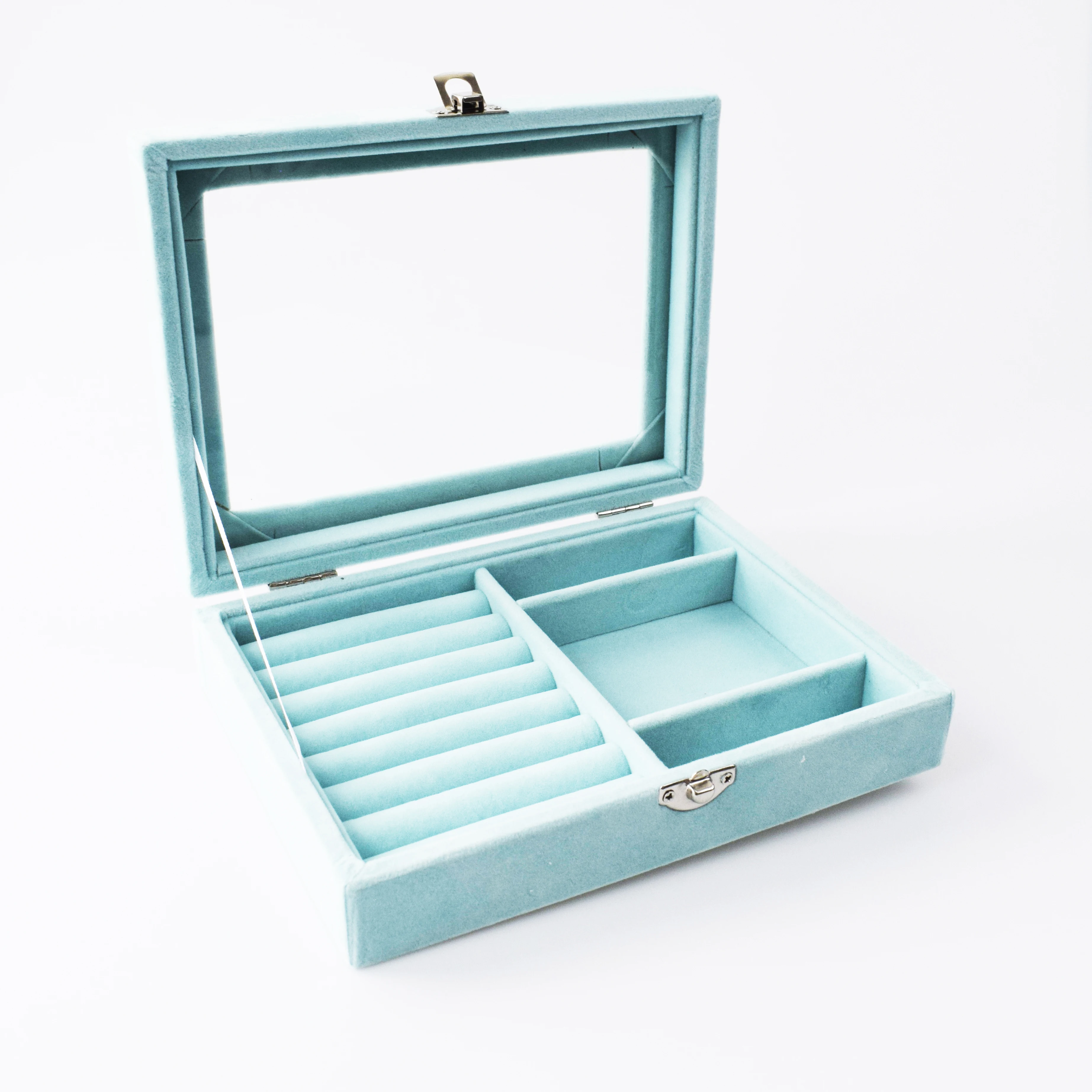 SZanbana Jewelry Tray Showcase Display Storage Earring Organizer Box Vintage Case Multi-Function Blue Velvet&Clear Lid With Lock
SZanbana Jewelry Tray Showcase Display Storage Earring Organizer Box Vintage Case Multi-Function Blue Velvet&Clear Lid With Lock