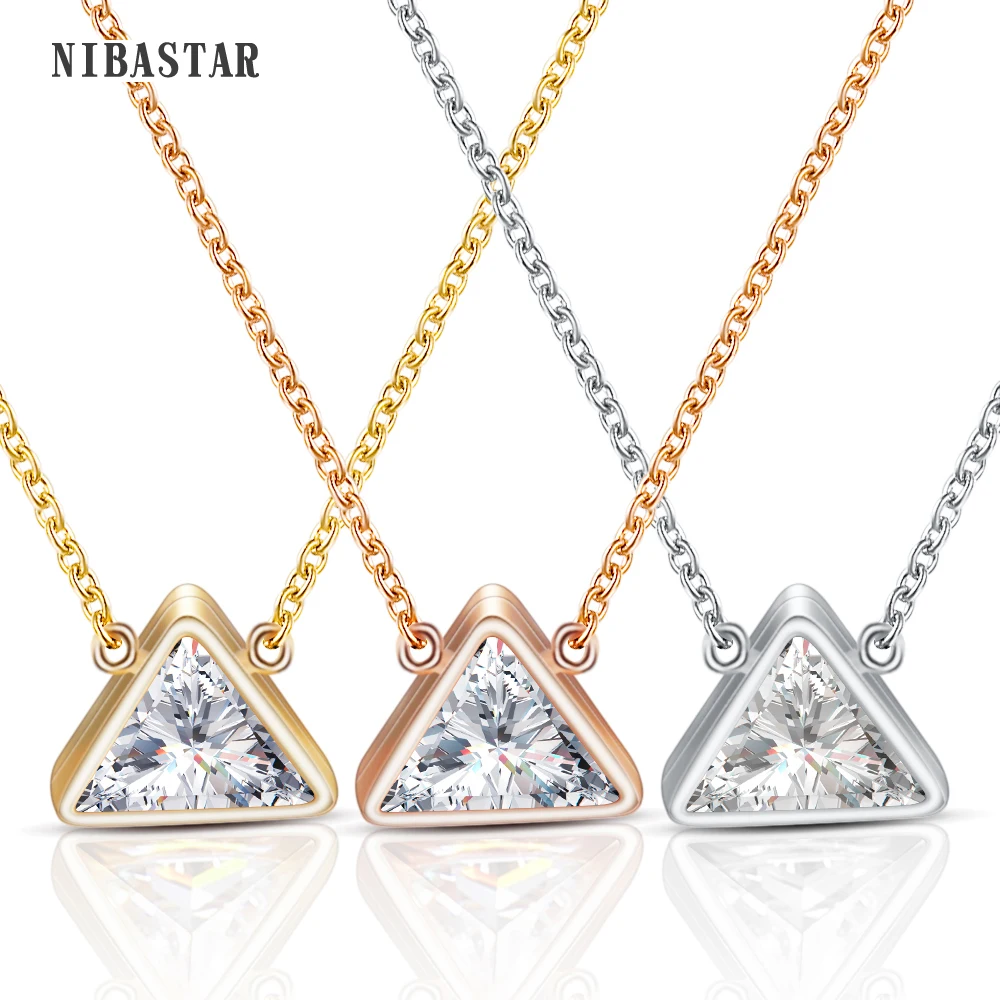 Fashion Cute Clear Zircon Inlay Triangle Three Colors Stainless Steel Choker Pendant Necklaces For Women Girls Kids Gift
Fashion Cute Clear Zircon Inlay Triangle Three Colors Stainless Steel Choker Pendant Necklaces For Women Girls Kids Gift