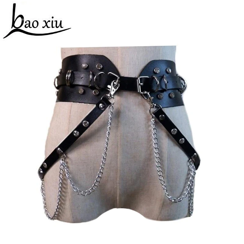 New Women Gothic Punk leather Belt for Women Rock Hip-hop Two Buckle metal Ring Chain Rhinestone inlay Waist Belts Ins Style
New Women Gothic Punk leather Belt for Women Rock Hip-hop Two Buckle metal Ring Chain Rhinestone inlay Waist Belts Ins Style