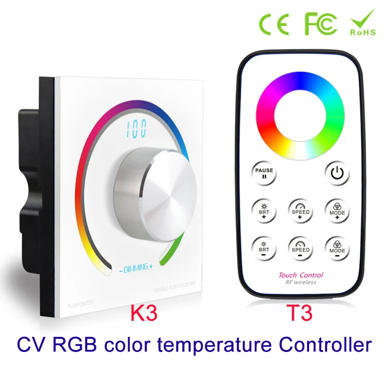 NEW CV RGB Rotary controller RGB panel controller RF Wall Mount Wireless remote control DC 12V 24V for 5050 3528 RGB Led Strip
NEW CV RGB Rotary controller RGB panel controller RF Wall Mount Wireless remote control DC 12V 24V for 5050 3528 RGB Led Strip