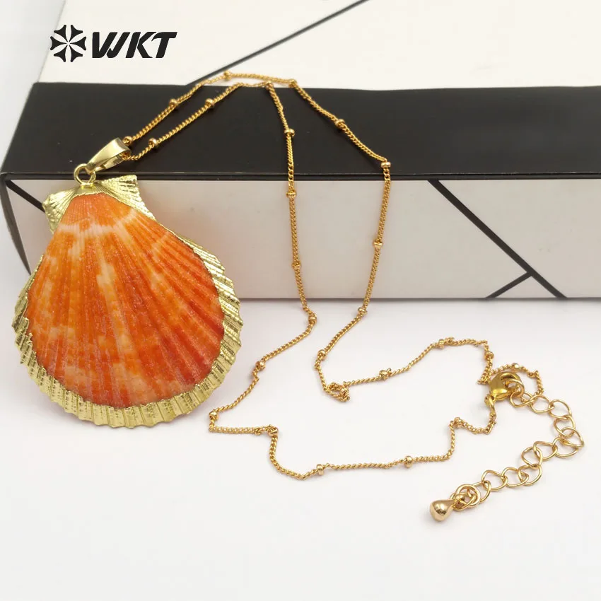 N284 WKT Wholesale Scallop Shell Necklace 24K Gold Plated Beautiful Colorful Style Jewelry With Tiny Chain For Ladies Party Gift
N284 WKT Wholesale Scallop Shell Necklace 24K Gold Plated Beautiful Colorful Style Jewelry With Tiny Chain For Ladies Party Gift