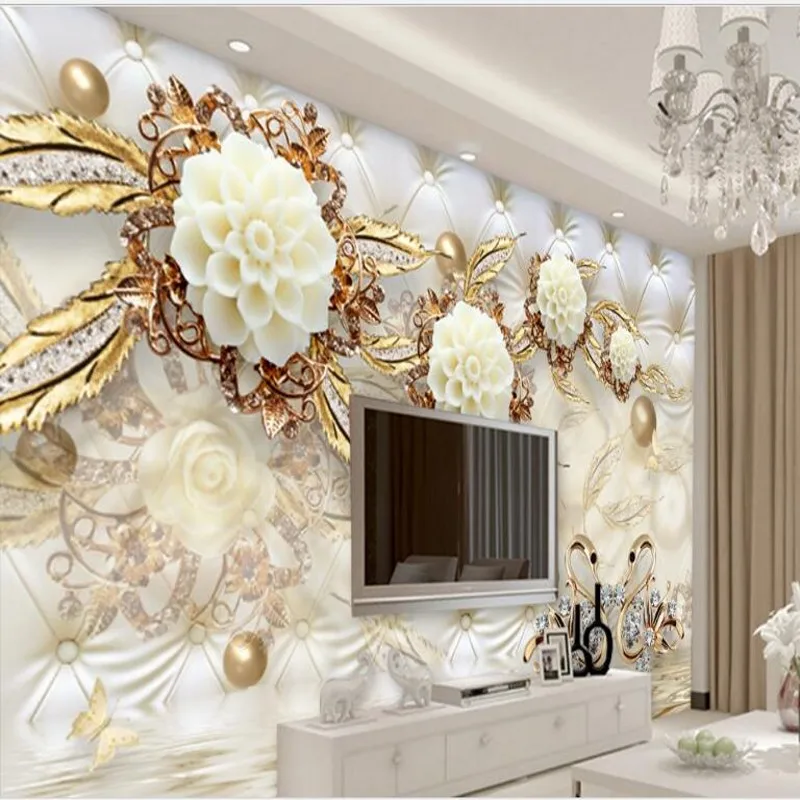 wellyu Custom large fresco 3d luxury gold white flower soft bag ball jewelry TV background wall wallpaper papel de parede
wellyu Custom large fresco 3d luxury gold white flower soft bag ball jewelry TV background wall wallpaper papel de parede