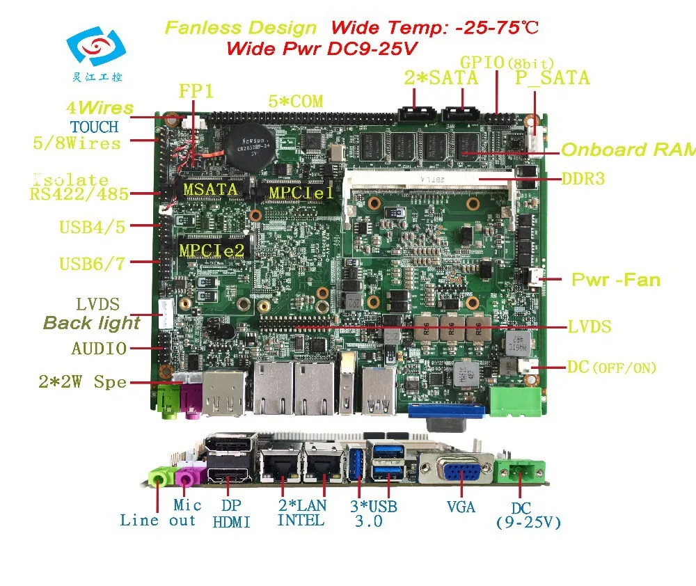 3.5 Inch Fanless Motherboard Dual Display Motherboard HDMI+VGA / Onboard 2Gb Ram
3.5 Inch Fanless Motherboard Dual Display Motherboard HDMI+VGA / Onboard 2Gb Ram