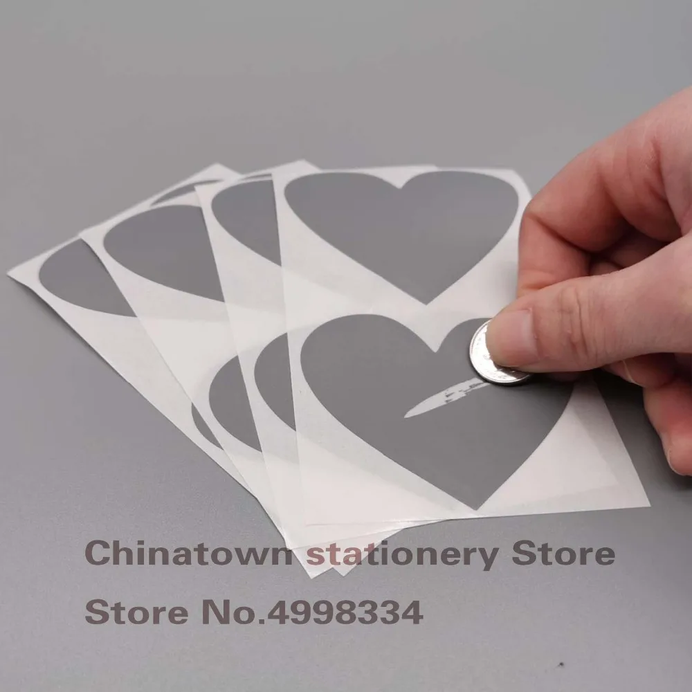 50pcs Scratch Off Stickers 60x70mm Love Heart Shape Gray Color Blank For Secret Code Cover Home Game Wedding Message
50pcs Scratch Off Stickers 60x70mm Love Heart Shape Gray Color Blank For Secret Code Cover Home Game Wedding Message