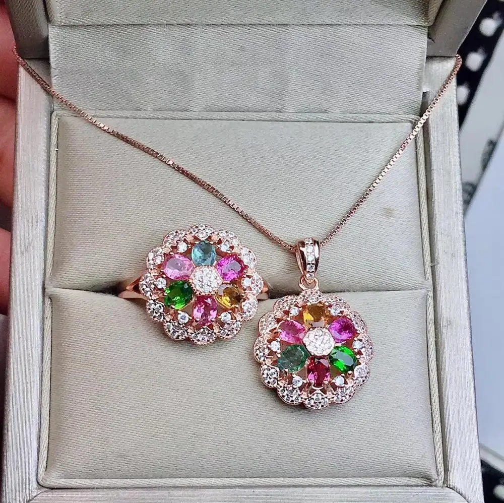 Natural tourmaline set, latest design, fashionable, candy color, 925 sterling silver
Natural tourmaline set, latest design, fashionable, candy color, 925 sterling silver
