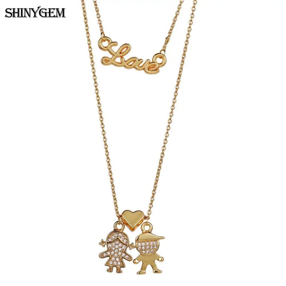 ShinyGem Design Letter Gold Plating Double Layer Necklace Love Zircon Boy Girl Heart Shape Pendant Long Chain Necklace For Women
ShinyGem Design Letter Gold Plating Double Layer Necklace Love Zircon Boy Girl Heart Shape Pendant Long Chain Necklace For Women