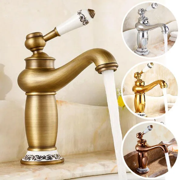 Bathroom Faucet Antique Bronze Basin Sink Brass Vintage Style Single Handle Water Mixer Taps Black Bath Crane Decorative Ceramic 
Bathroom Faucet Antique Bronze Basin Sink Brass Vintage Style Single Handle Water Mixer Taps Black Bath Crane Decorative Ceramic
