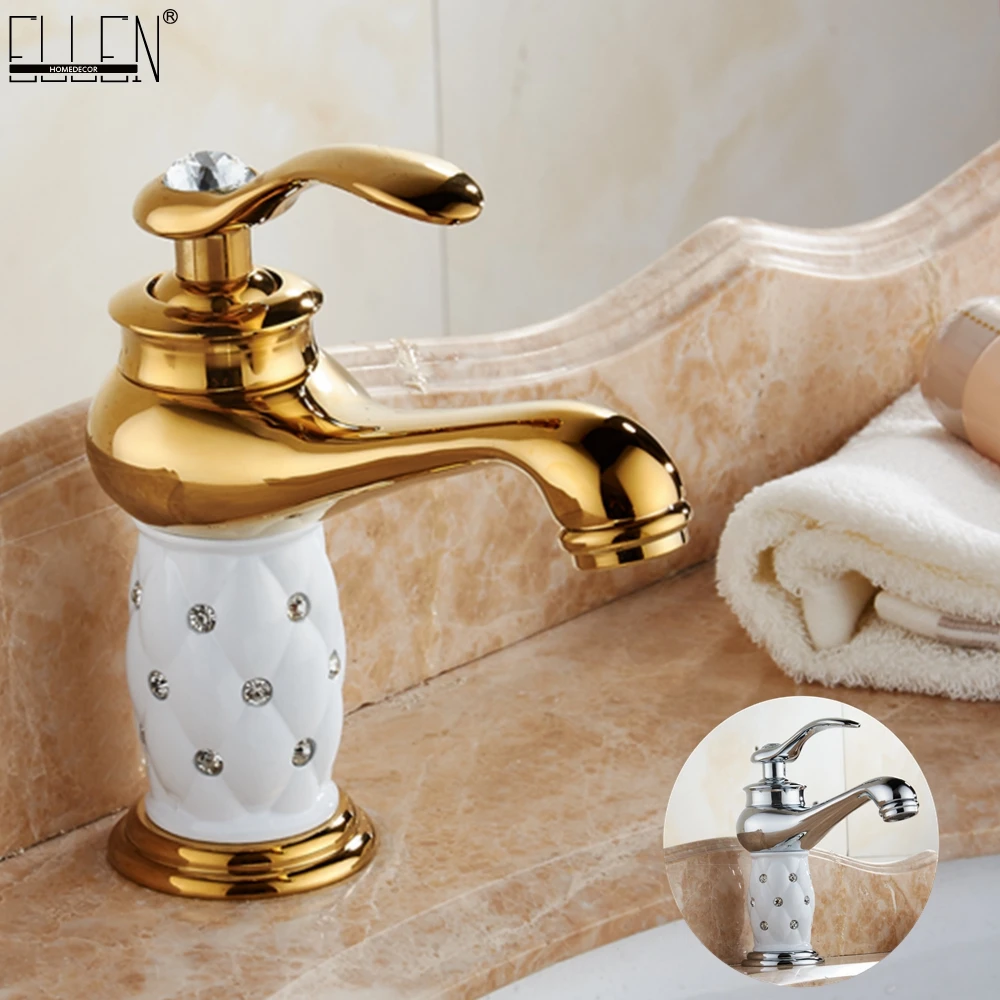 Bathroom Sink Faucet Gold Hot Cold Water Mixer Tap Crane with Diamond Body Copper Golden Faucet ELCTOO2
Bathroom Sink Faucet Gold Hot Cold Water Mixer Tap Crane with Diamond Body Copper Golden Faucet ELCTOO2