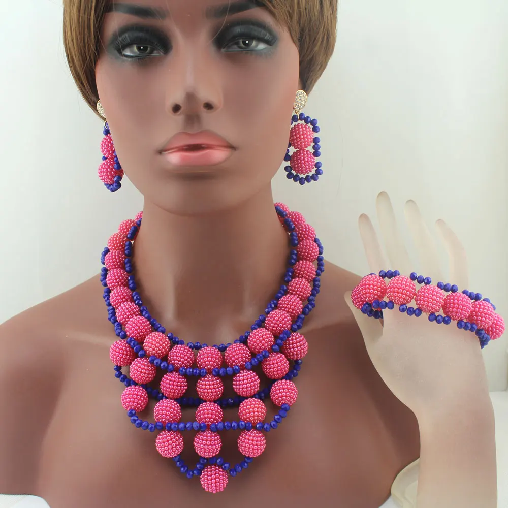 Hot Pink/Royal Blue Plastic Pearl Ball Neclaces Women Jewelry Nigerian Wedding African Beads Jewelry Set W13731
Hot Pink/Royal Blue Plastic Pearl Ball Neclaces Women Jewelry Nigerian Wedding African Beads Jewelry Set W13731