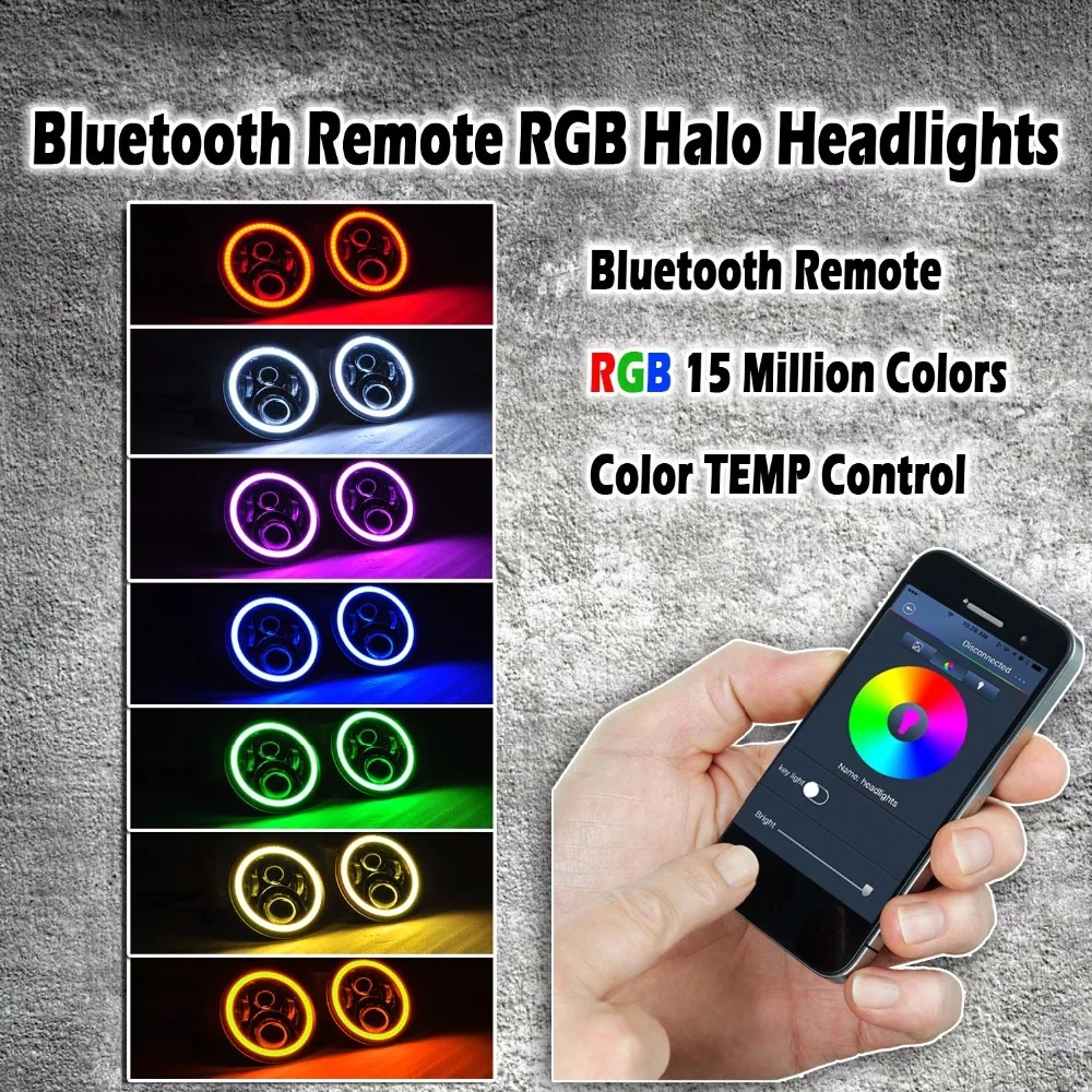 Plug and Play 7 inch LED Headlight with Bluetooth Function led Driving Lights for Jeep Wrangler JK 7'' LED Headlights RGB Halo
Plug and Play 7 inch LED Headlight with Bluetooth Function led Driving Lights for Jeep Wrangler JK 7'' LED Headlights RGB Halo
