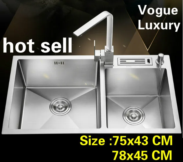 Free shipping Home durable 304 stainless steel wash vegetables kitchen manual sink double groove 750x430/780x450 MM
Free shipping Home durable 304 stainless steel wash vegetables kitchen manual sink double groove 750x430/780x450 MM
