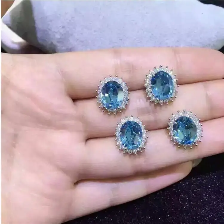 Natural Blue topaz earring Free shipping Natural real Blue topaz 925 sterling silver 6*8mm
Natural Blue topaz earring Free shipping Natural real Blue topaz 925 sterling silver 6*8mm