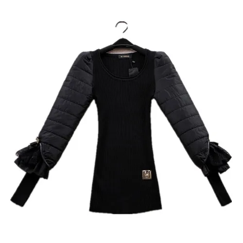 black autumn winter basic thin wool sweater eiderdown cotton bow lace long sleeve slim body women pullovers sweaters FZ14JUN023
black autumn winter basic thin wool sweater eiderdown cotton bow lace long sleeve slim body women pullovers sweaters FZ14JUN023