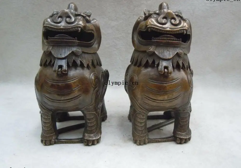 8 "китайская медная латунная кадильница мелко Foo Dogs льва благовония горелка пара статуй
8 "китайская медная латунная кадильница мелко Foo Dogs льва благовония горелка пара статуй