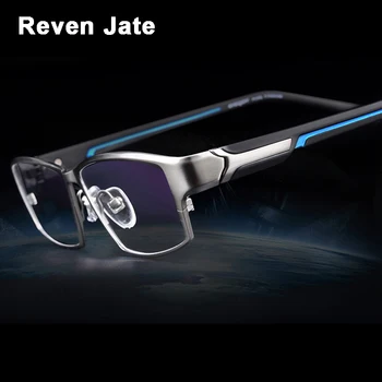 Reven Jate 남성용 초경량 안경테, 유연한 IP 전자 도금, 금속 소재 림 안경, EJ267 패션