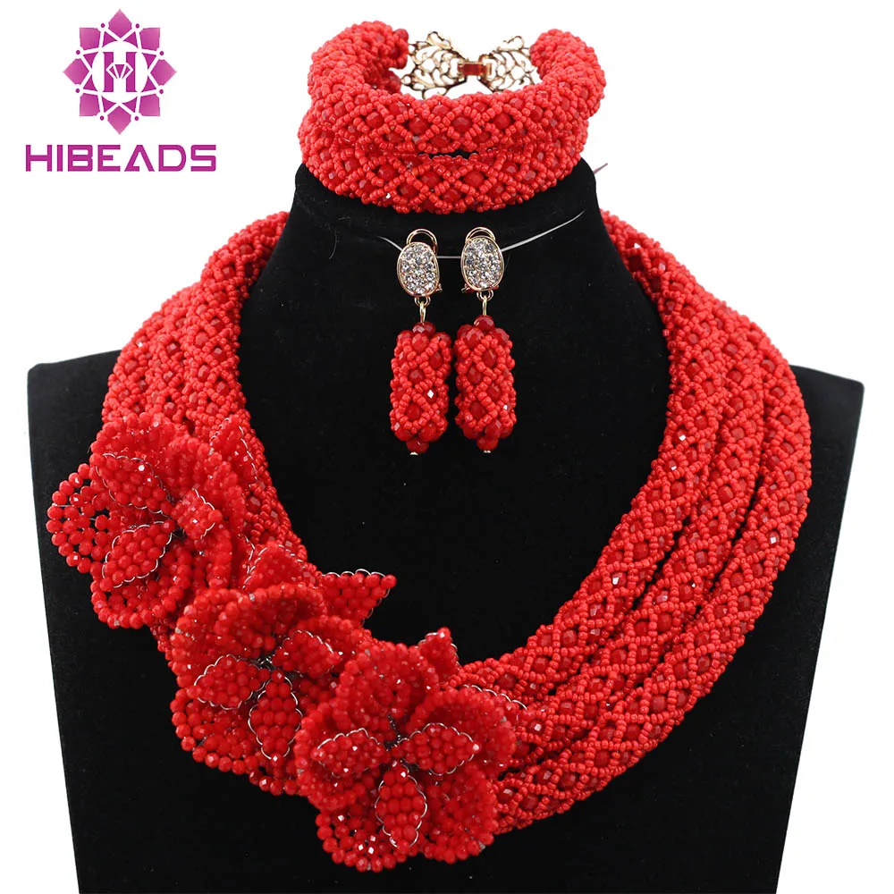 New Crystal Flower Occassion Jewelry Necklace Set Fantastic Red African Wedding Beads Jewelry Set for Women Free Shipping ABH338
New Crystal Flower Occassion Jewelry Necklace Set Fantastic Red African Wedding Beads Jewelry Set for Women Free Shipping ABH338
