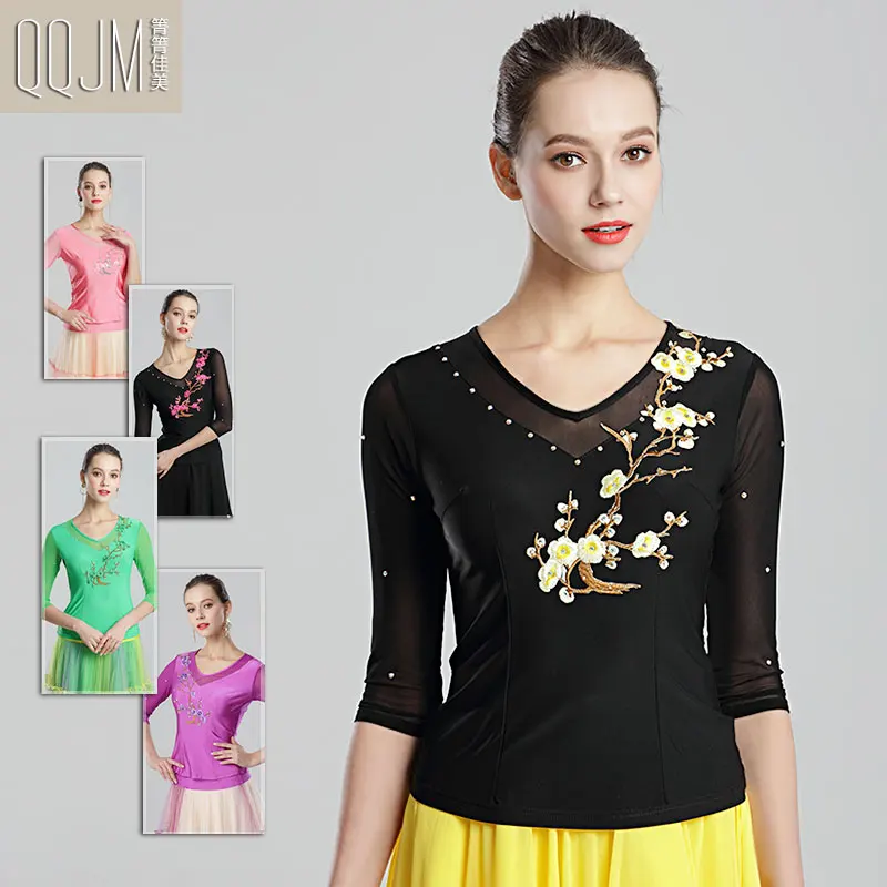 Lady Modern Dance Skirt Jacket New Waltz Ballroom Dance Ballroom Dance Ice Stick V Stretch Neck Long Sleeve Top B-6294
Lady Modern Dance Skirt Jacket New Waltz Ballroom Dance Ballroom Dance Ice Stick V Stretch Neck Long Sleeve Top B-6294