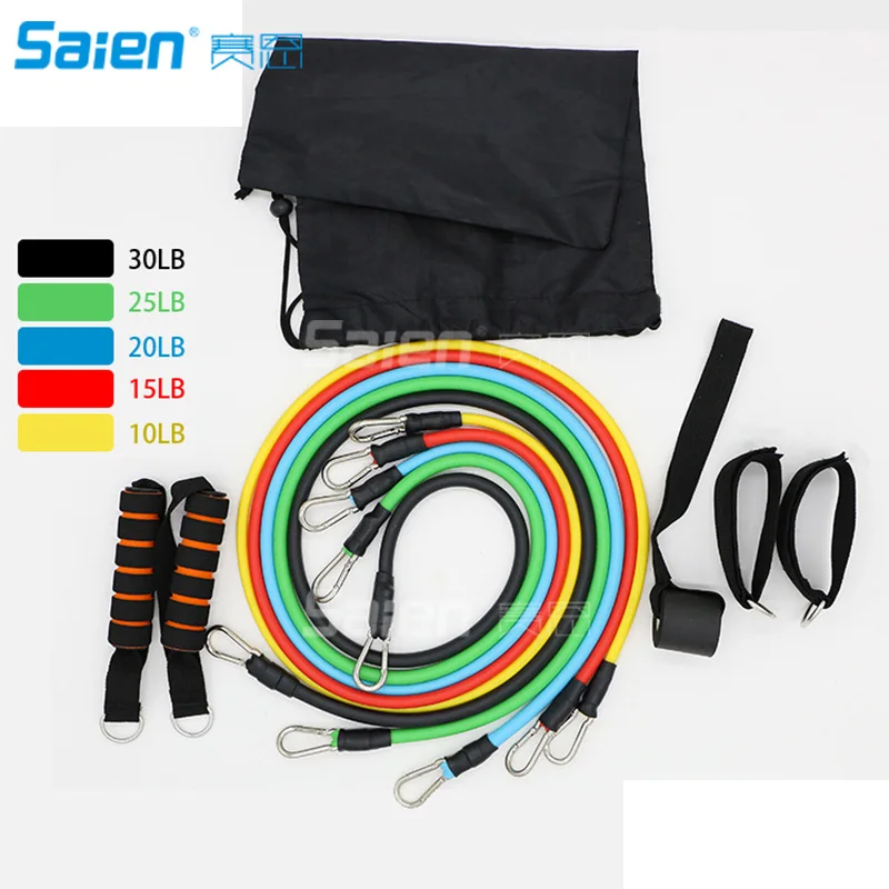 Resistance Band Set 11 Pieces with Exercise Tube Bands, Door Anchor, Ankle Straps and Carry Bag
Resistance Band Set 11 Pieces with Exercise Tube Bands, Door Anchor, Ankle Straps and Carry Bag