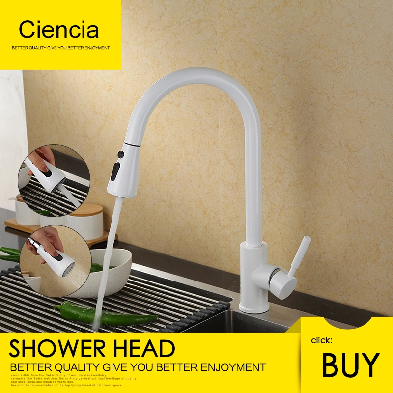 Ciencia Brass White Pull Out Kitchen Faucet 360 Degree Kitchen Tap Deck Mounted Kitchen Mixer Kitchen Sink Faucet
Ciencia Brass White Pull Out Kitchen Faucet 360 Degree Kitchen Tap Deck Mounted Kitchen Mixer Kitchen Sink Faucet