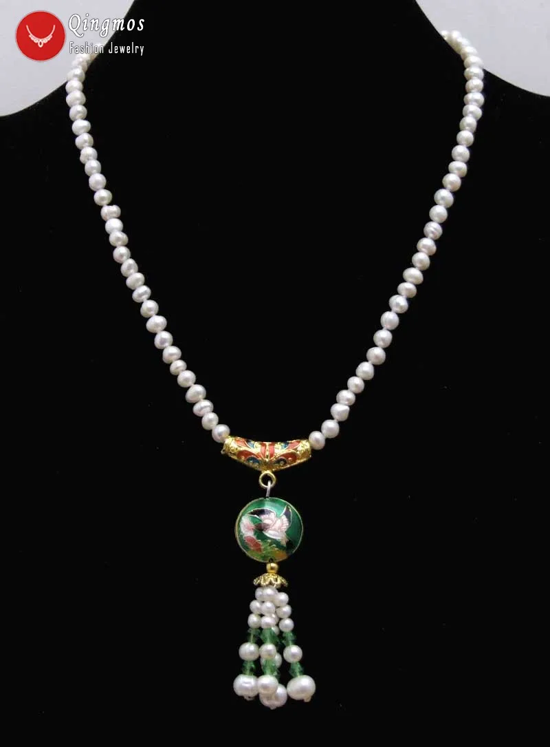 Qingmos Natural Pearl Necklace for Women with 5-6mm White Round Pearl & 18mm Dark Green Cloisonne Pendant Necklace Fine Jewelry
Qingmos Natural Pearl Necklace for Women with 5-6mm White Round Pearl & 18mm Dark Green Cloisonne Pendant Necklace Fine Jewelry