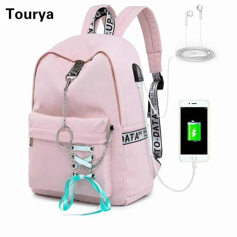 Tourya Fashion Waterproof Backpack Women School Bags For Teenagers Girls USB Charge Bow Travel Rucksack Laptop Bagpack Mochila
Tourya Fashion Waterproof Backpack Women School Bags For Teenagers Girls USB Charge Bow Travel Rucksack Laptop Bagpack Mochila