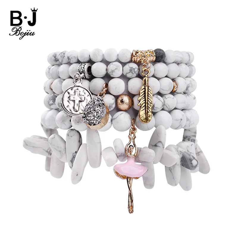 BOJIU Natural Howlite Druzy Stone Bracelets Set For Women Trendy Dancer Girl Cross Tag Gold Leaf Bracelet Lady Jewelry BCSET204
BOJIU Natural Howlite Druzy Stone Bracelets Set For Women Trendy Dancer Girl Cross Tag Gold Leaf Bracelet Lady Jewelry BCSET204