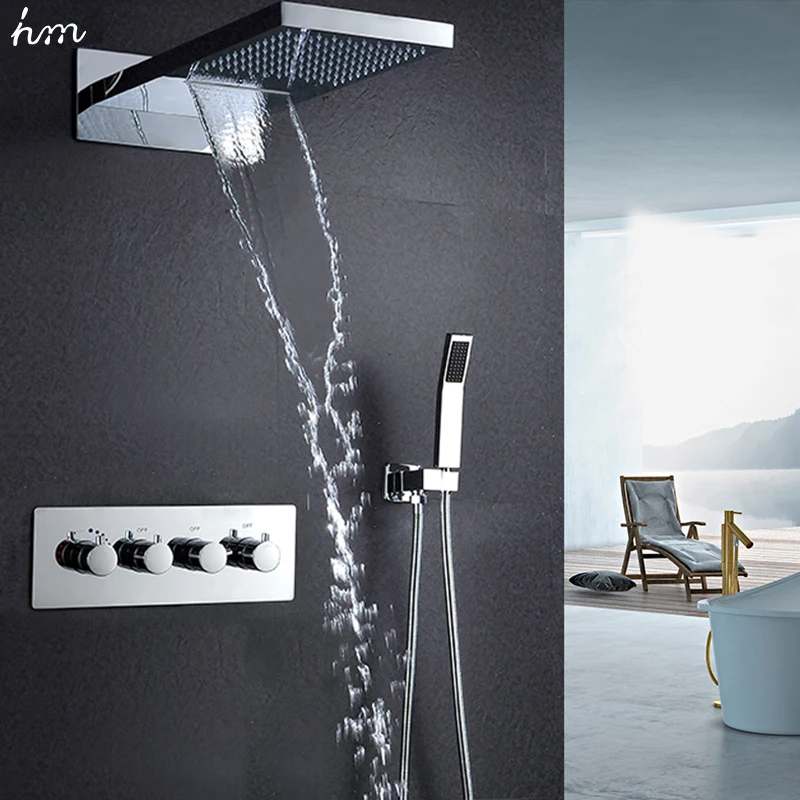hm 22Inch Rain Shower Sets SUS304 3Function Thermostatic Mixer Diverter Faucets Bathroom Waterfall Showerhead System
hm 22Inch Rain Shower Sets SUS304 3Function Thermostatic Mixer Diverter Faucets Bathroom Waterfall Showerhead System