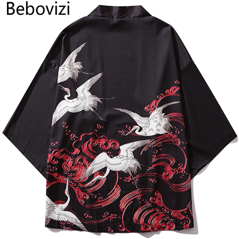 Bebovizi Japan Style Crane Printed Black Thin Kimono Men Japanese Streetwear Vintage Cardigan Jackets Casual Outerwear 2019
Bebovizi Japan Style Crane Printed Black Thin Kimono Men Japanese Streetwear Vintage Cardigan Jackets Casual Outerwear 2019