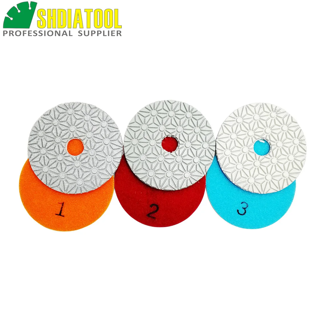 SHDIATOOL 2sets /6pcs 100mm 3- Steps Flexible Diamond Resin Bond Polishing Pads 4"Sanding Discs Wet For polishing Stone Marble
SHDIATOOL 2sets /6pcs 100mm 3- Steps Flexible Diamond Resin Bond Polishing Pads 4"Sanding Discs Wet For polishing Stone Marble