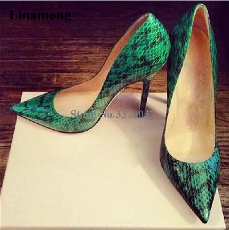 Brand Design Women Fashion Pointed Toe Green Snake Leather Stiletto Heel Pumps Slip-on Thin High Heels Dress Shoes
Brand Design Women Fashion Pointed Toe Green Snake Leather Stiletto Heel Pumps Slip-on Thin High Heels Dress Shoes