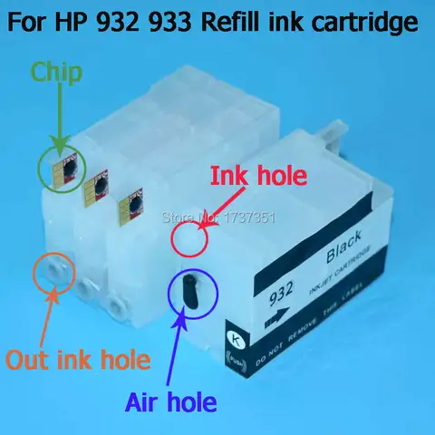 BOMA.LTD 932 933 932XL 933XL Emlpty Refill Ink Cartridge for HP932 933 7510 7512 7600 6100 6600 6700 7610 7110 7612 Printer