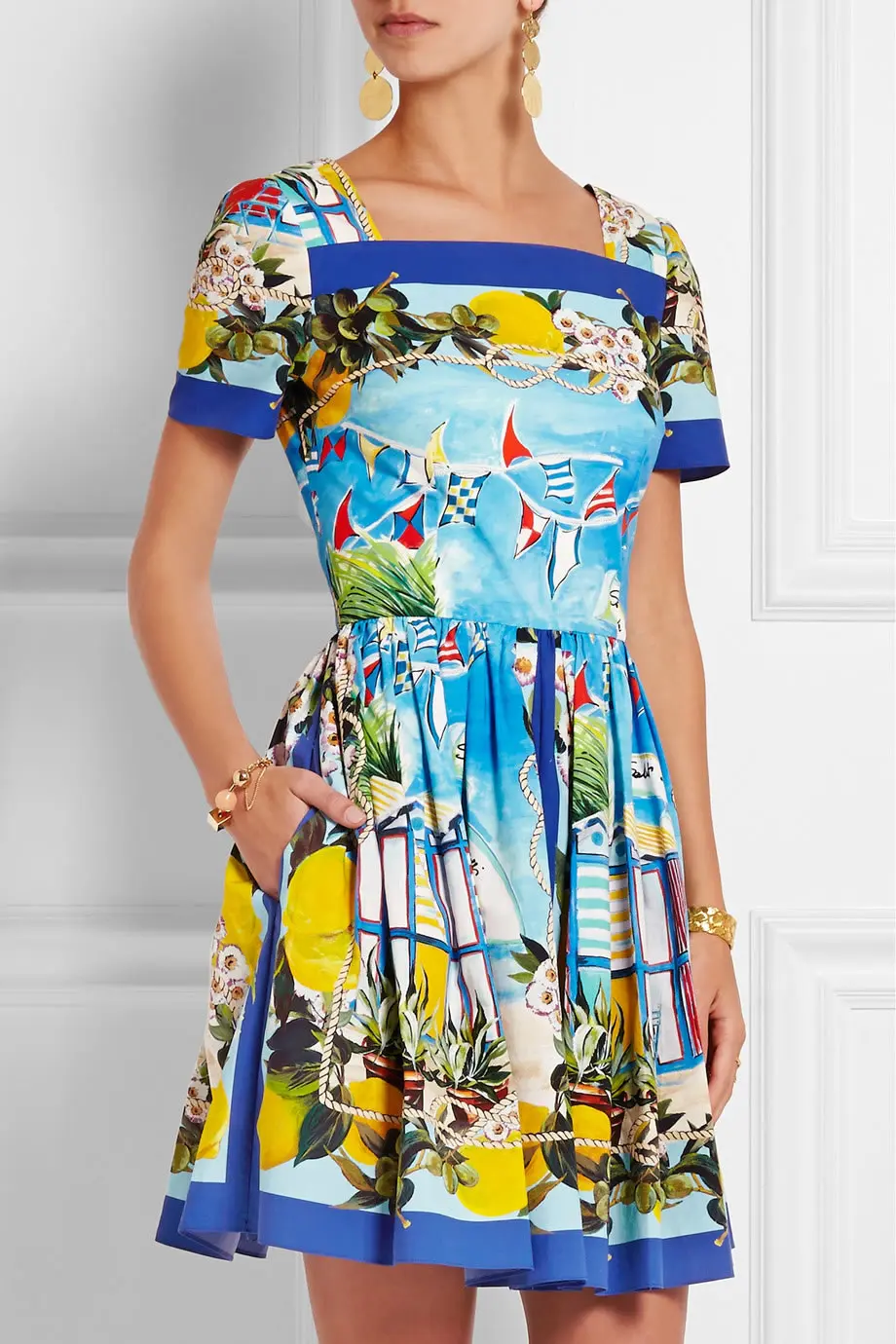 Fashion Print Women A-Line Dress Square Collar Short Sleeve Dresses 15109110B1
Fashion Print Women A-Line Dress Square Collar Short Sleeve Dresses 15109110B1