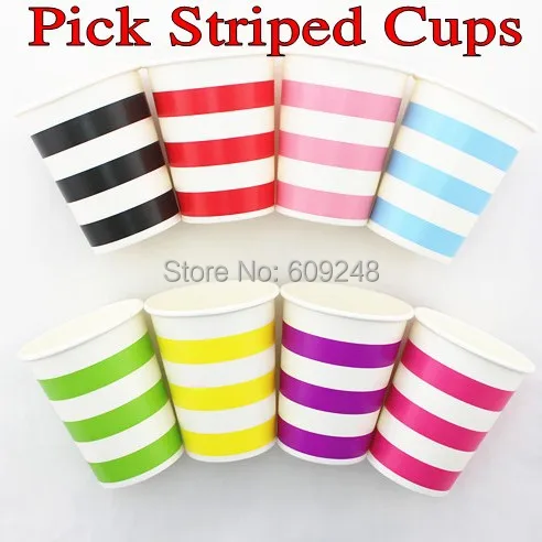120pcs 90Z Mixed Colors Decorative Birthday Party Drinking Blue Black Red Green Yellow Pink Purple Striped Paper Cups Wholesale
120pcs 90Z Mixed Colors Decorative Birthday Party Drinking Blue Black Red Green Yellow Pink Purple Striped Paper Cups Wholesale