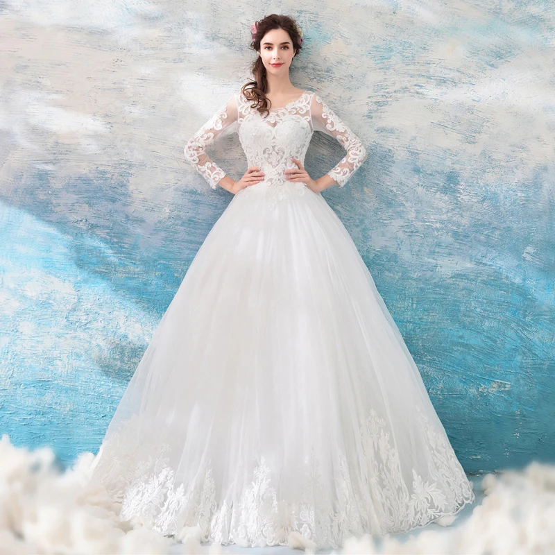 Vintage Illusion Wedding Dresses Three Quarter Length Sleeves Full Length Without Train Backless Wedding Gowns Robe De Mariee
Vintage Illusion Wedding Dresses Three Quarter Length Sleeves Full Length Without Train Backless Wedding Gowns Robe De Mariee