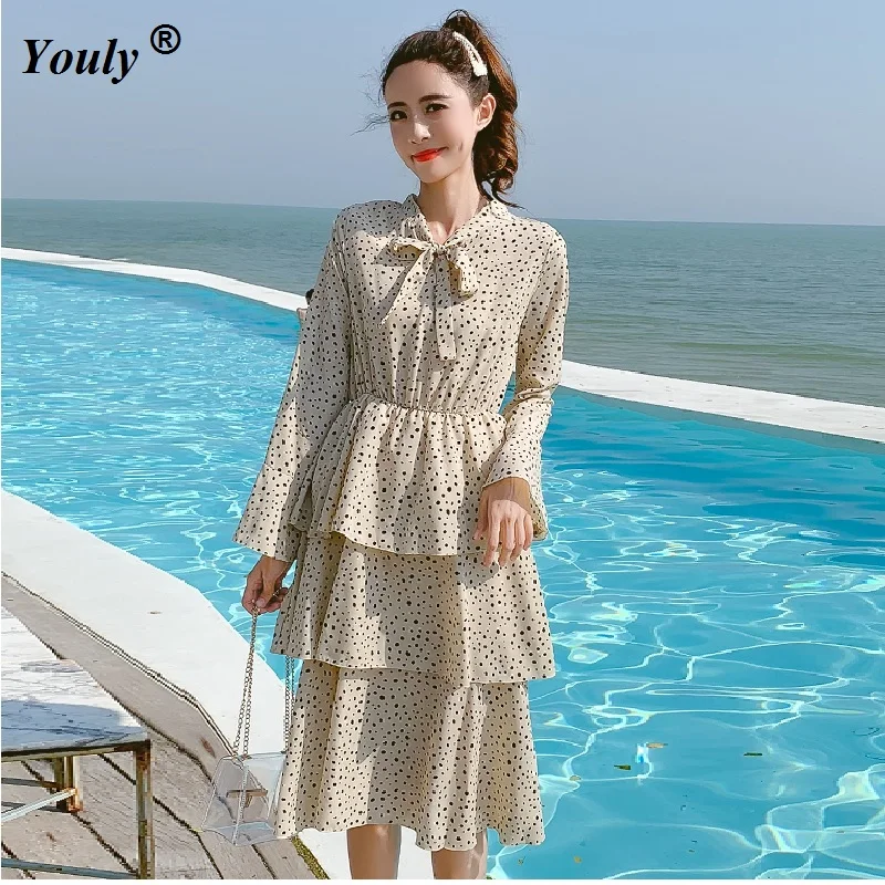 Women chiffon dress spring autumn female vintage print elegant bow long sleeve casual office lady cake layered party dress
Women chiffon dress spring autumn female vintage print elegant bow long sleeve casual office lady cake layered party dress