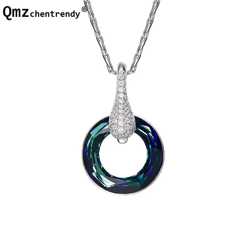 925 Sterling Silver Blue Circle Pendant Necklaces for Women Girls Solid Silver Austrian Crystal Jewelry Lovers Valentine's Gift
925 Sterling Silver Blue Circle Pendant Necklaces for Women Girls Solid Silver Austrian Crystal Jewelry Lovers Valentine's Gift