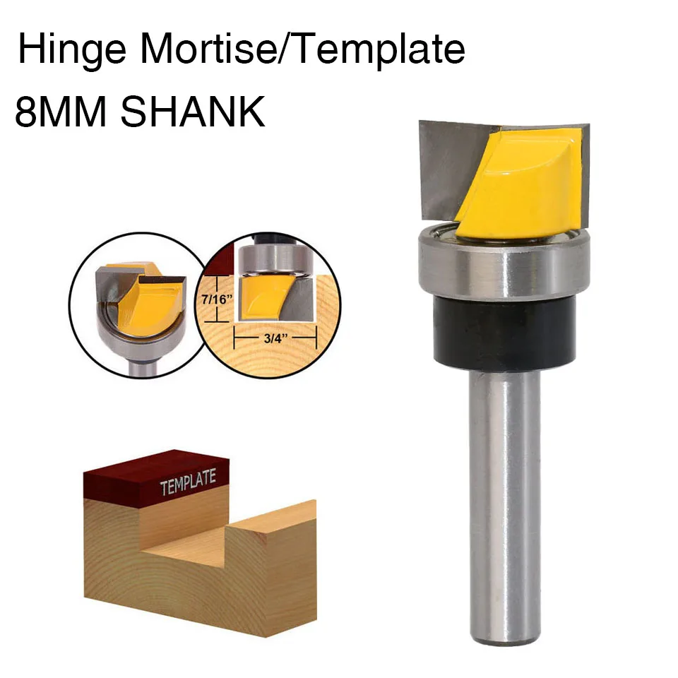 1PC Hinge Mortise/Template Router Bit - 3/4"W X 7/16"H Bottom Cleaning Straight end mill trimmer cleaning flush trim
1PC Hinge Mortise/Template Router Bit - 3/4"W X 7/16"H Bottom Cleaning Straight end mill trimmer cleaning flush trim