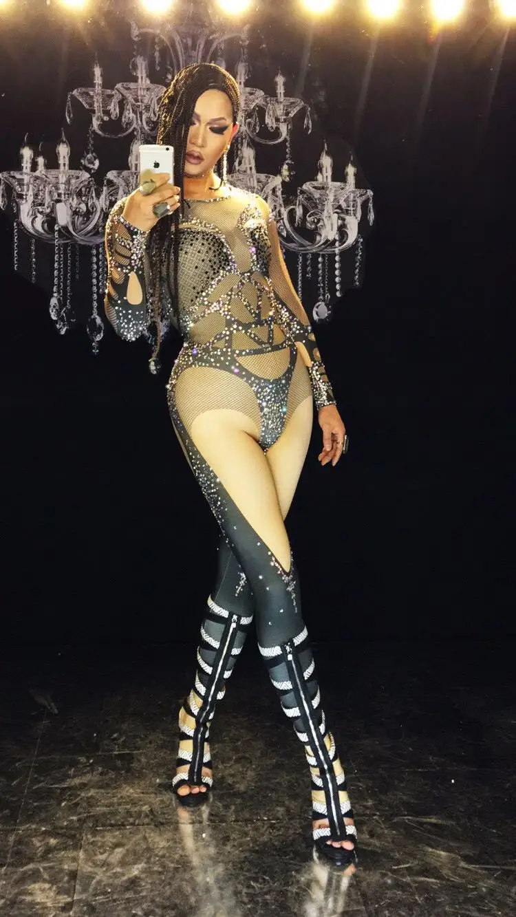 Women's New Fashion Sexy Black Nude Jumpsuit Rhinestones Leggings One Piece Bodysuit Costume Nightclub Party Stage Performance
Women's New Fashion Sexy Black Nude Jumpsuit Rhinestones Leggings One Piece Bodysuit Costume Nightclub Party Stage Performance