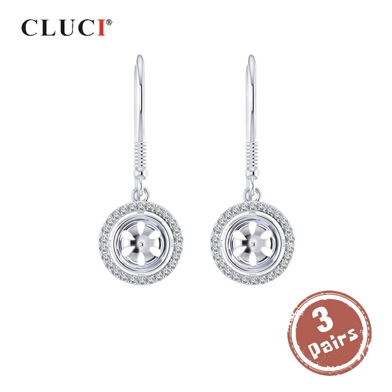 CLUCI 3 pair wholesale Silver 925 Drop Earrings Zircon Pearl Earring Mounting for Women Engagement Wedding Jewelry SE097SB
CLUCI 3 pair wholesale Silver 925 Drop Earrings Zircon Pearl Earring Mounting for Women Engagement Wedding Jewelry SE097SB