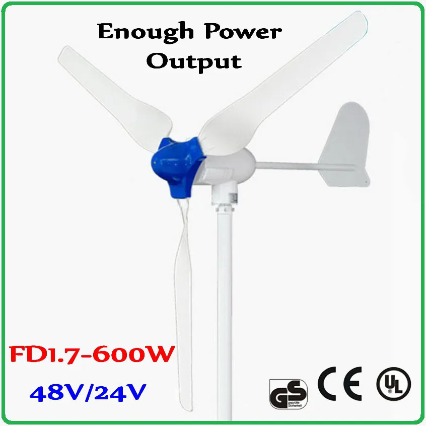 600W Wind Turbine Generator 48V or 24V with 1700mm super Rotor 100% enough-power output generator Max 850W wind power generator
600W Wind Turbine Generator 48V or 24V with 1700mm super Rotor 100% enough-power output generator Max 850W wind power generator