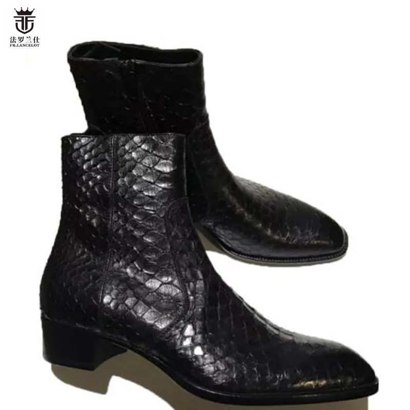 FR.LANCELOT Brand Alligator Snakeskin Leather Top Quality Men Ankle Boots Side Zipper Chelsea Boots Men Shoes
FR.LANCELOT Brand Alligator Snakeskin Leather Top Quality Men Ankle Boots Side Zipper Chelsea Boots Men Shoes