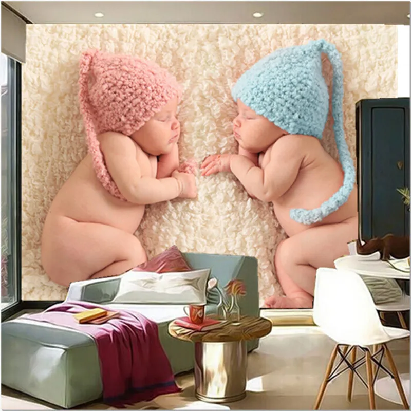 The custom 3D murals,two baby sleeping with winter hats , the living room sofa TV wall bedroom background wall paper
The custom 3D murals,two baby sleeping with winter hats , the living room sofa TV wall bedroom background wall paper
