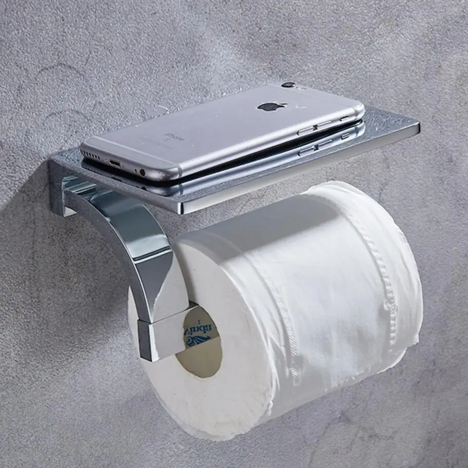 Bathroom Shelves Chrome Finish Brass Toilet Roll Paper Rack with Phone Shelf Wall Mounted Bathroom Toilet Paper Holder Hook
Bathroom Shelves Chrome Finish Brass Toilet Roll Paper Rack with Phone Shelf Wall Mounted Bathroom Toilet Paper Holder Hook