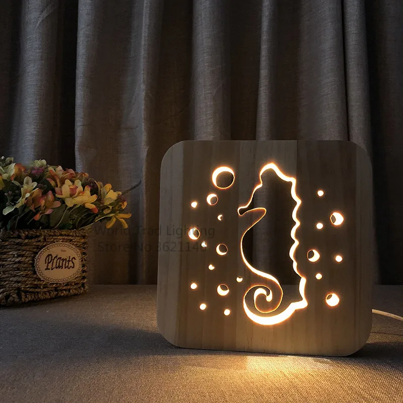 wood LED seahorse Night Light 3D Illusion Luminaria USB lamp creative birthday gifts home Bedside decoration Baby Christmas Gift
wood LED seahorse Night Light 3D Illusion Luminaria USB lamp creative birthday gifts home Bedside decoration Baby Christmas Gift