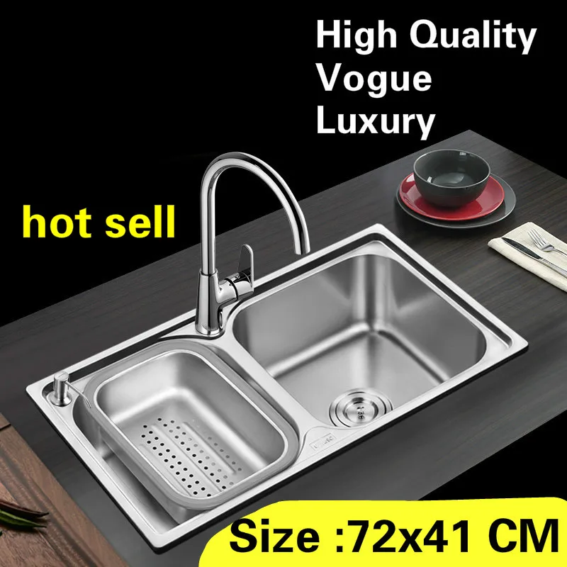 Free shipping Apartment kitchen double groove sink wash vegetables 304 food grade stainless steel hot sell 720x410 MM
Free shipping Apartment kitchen double groove sink wash vegetables 304 food grade stainless steel hot sell 720x410 MM