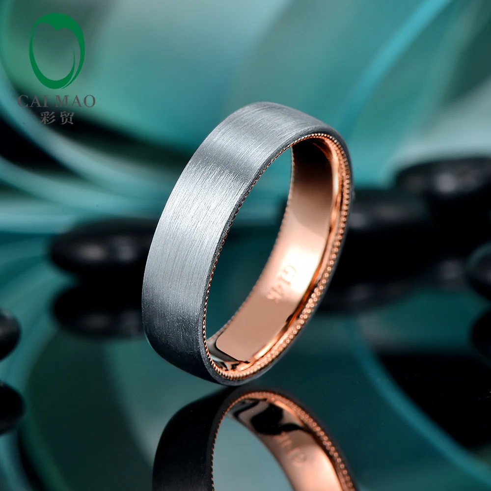 CaiMao Solid 14k Rose & White Gold Satin Finished Milgrain Wedding Band for Mens
CaiMao Solid 14k Rose & White Gold Satin Finished Milgrain Wedding Band for Mens