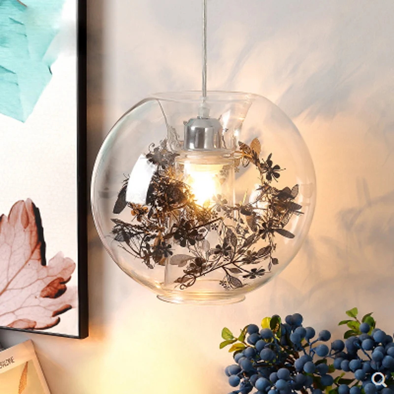 Transparent Glass Ball Penadnt Lamp Nordic Simple Tin Foil Flower Restaurant Bedroom Livingroom Decor LED E27 Lighting Fixture
Transparent Glass Ball Penadnt Lamp Nordic Simple Tin Foil Flower Restaurant Bedroom Livingroom Decor LED E27 Lighting Fixture