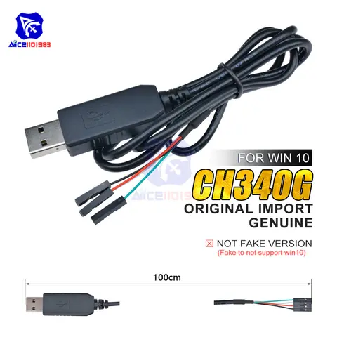 Original CH340 CH340G USB 2.0 to TTL Serial Adapter Download Cable for Arduino Raspberry Pi Windows 10/Mac OS X/Linux 1M Cable