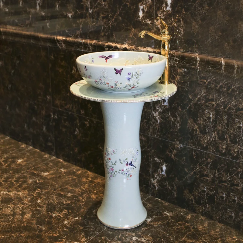 Art Wash Basin Balcony Ceramic Pedestal Washbasin Bathroom Basin Vertical Floor Type Household Vanity Wash Sink flower bird
Art Wash Basin Balcony Ceramic Pedestal Washbasin Bathroom Basin Vertical Floor Type Household Vanity Wash Sink flower bird
